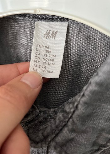 12-18 Ay Beden gri Renk Gri Denim Uzun Kollu Düğmeli Erkek Gömlek