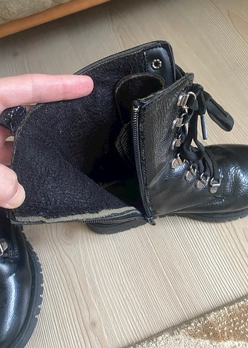 Kadın Siyah Deri Rock Punk Botlar - Görsel 2