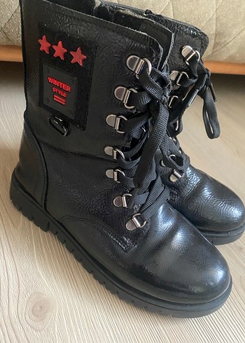 Kadın Siyah Deri Rock Punk Botlar - Görsel 3