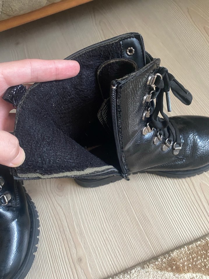 Kadın Siyah Deri Rock Punk Botlar - Görsel 2