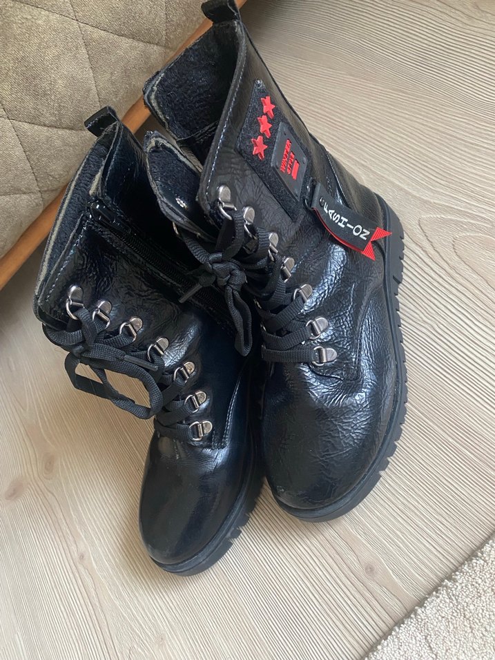 Kadın Siyah Deri Rock Punk Botlar - Görsel 4