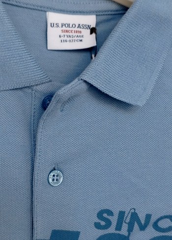 U.S Polo Assn. Erkek Çocuk Mavi Baskılı Polo Tişört