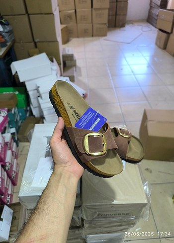 Birkenstock Kadın Kahverengi Süet Kemerli Terlik