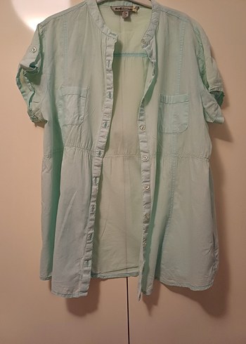 Düğmeli Kısa Kollu Rahat Hakim yaka Gömlek - Görsel 2