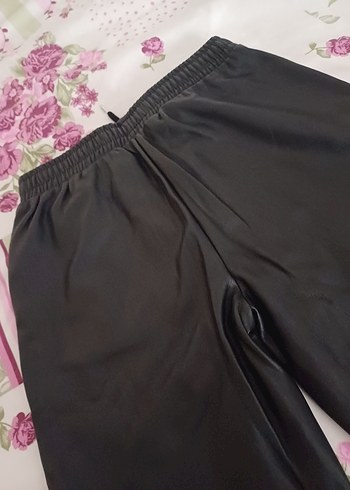 Siyah Kız çocuk Rahat Kesim Deri Pantolon - Görsel 7