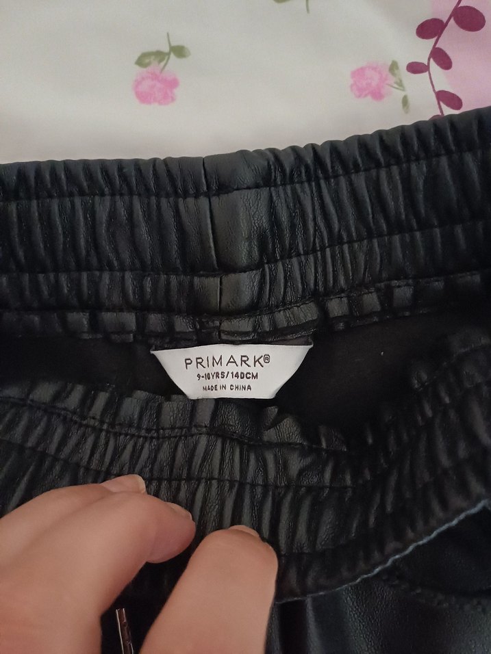 Siyah Kız çocuk Rahat Kesim Deri Pantolon - Görsel 4