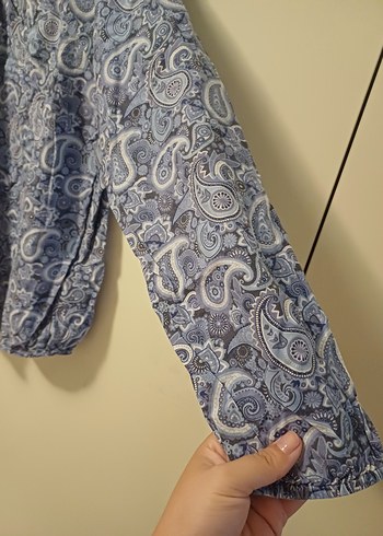 Bohem Uzun Kollu Düğmeli Bluz gömlek - Görsel 4