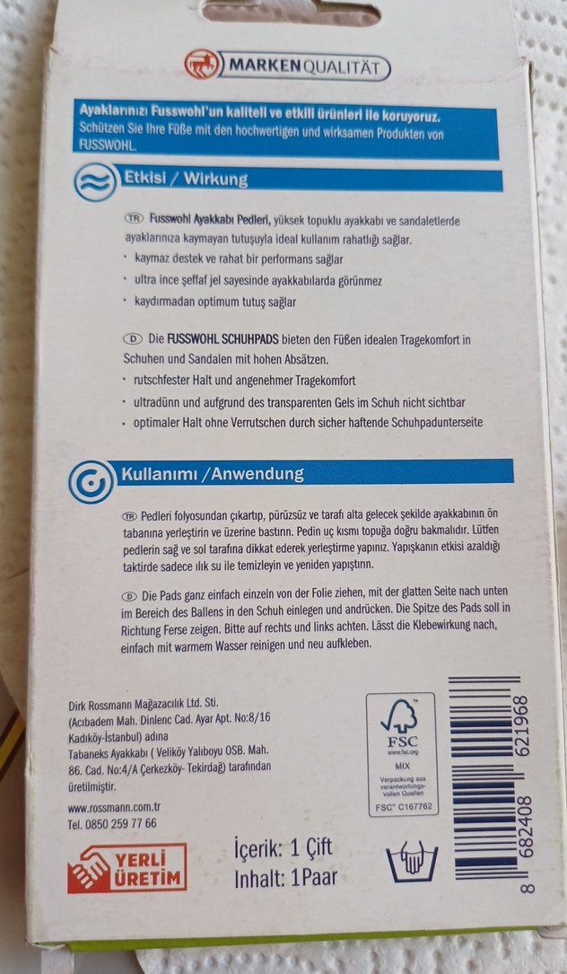 Fuss Wohl Topuklu Ayakkabı Pedi - 1 Çift - Görsel 3