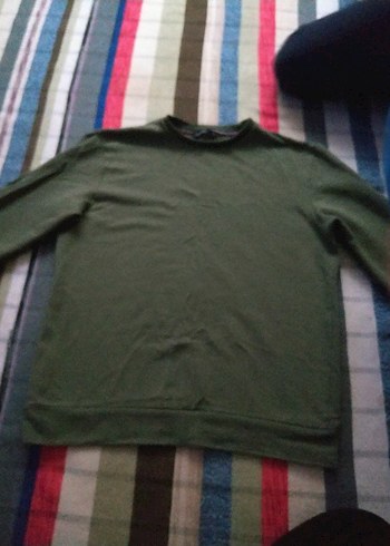 Yeşil Erkek Sweatshirt, Bisiklet Yaka, Uzun Kollu