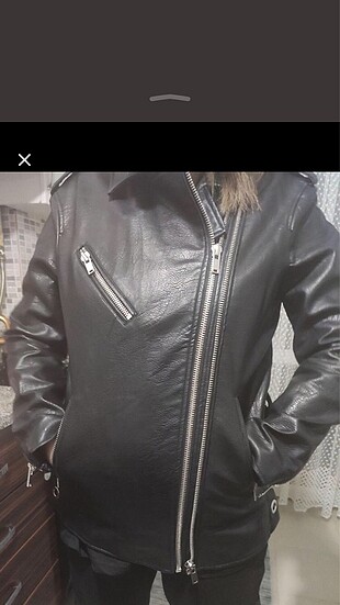 m Beden Stradivarius biker deri ceket.