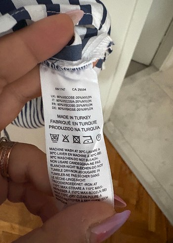 Diğer Çizgili Lacivert Pamuklu Uzun Elbise