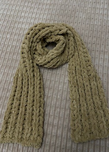 Kahverengi Puffy Örgü atkı - Görsel 3