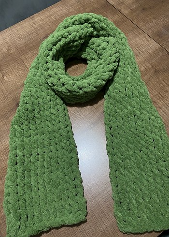 Yeşil Puffy Örgü Kadın atkı - Görsel 2