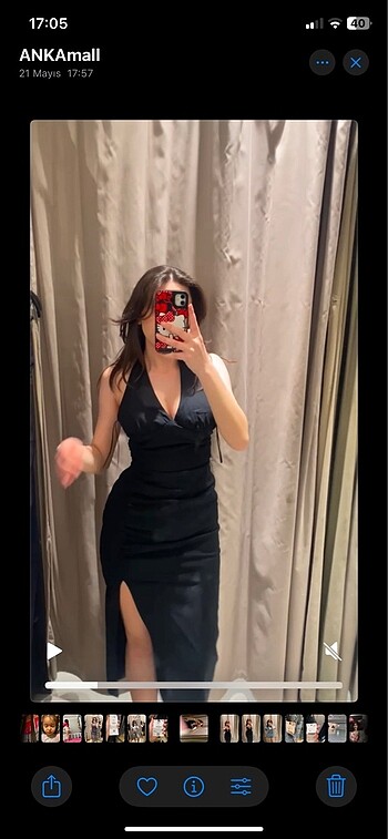 Zara ZARA KETEN SİYAH YIRTMAÇLI ELBİSE