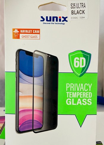 Sunix S25 Ultra 6D Gizlilik Siyah Temperli Cam
