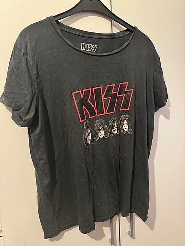 KISS baskılı füme oversize tshirt