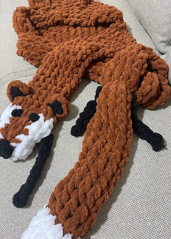 Bohem Tarzı Kahverengi Örgü Çocuk Atkı - Görsel 2