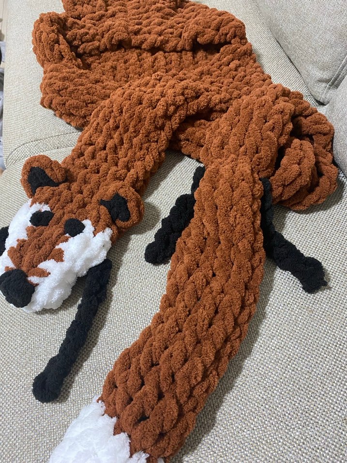 Bohem Tarzı Kahverengi Örgü Çocuk Atkı - Görsel 2