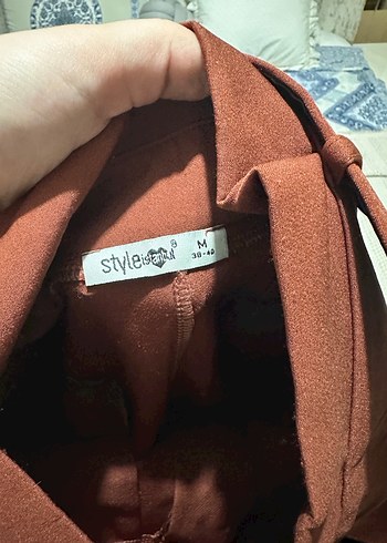 Kiremit rengi kumaş pantolon - Görsel 6