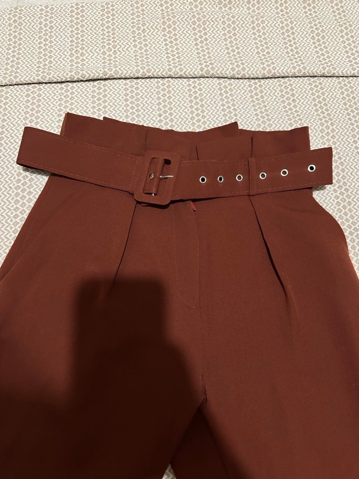 Kiremit rengi kumaş pantolon - Görsel 2