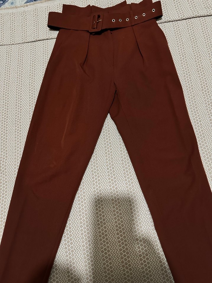 Kiremit rengi kumaş pantolon - Görsel 3