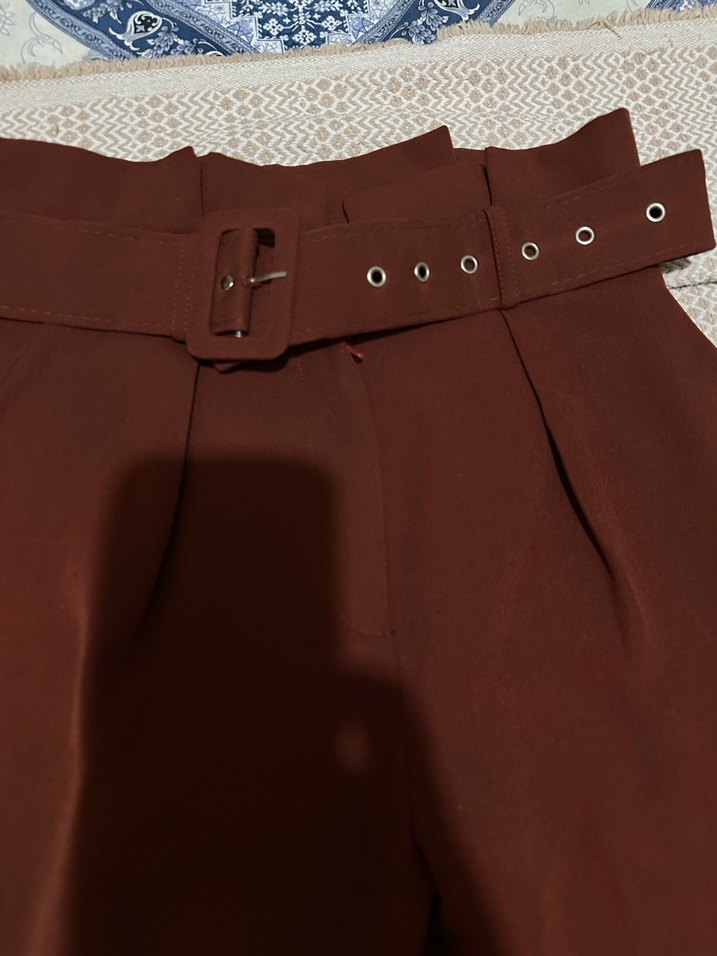 Kiremit rengi kumaş pantolon - Görsel 5