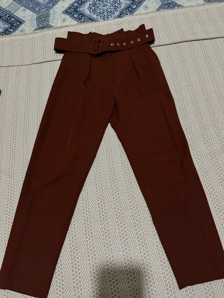 Kiremit rengi kumaş pantolon - Görsel 4