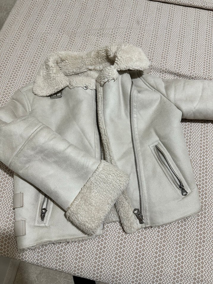 Gri Süet Kadın Kürklü Ceket - Görsel 2