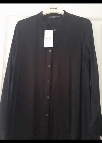 Düğmeli Siyah Kadın Uzun tugba marka tunik - Görsel 2