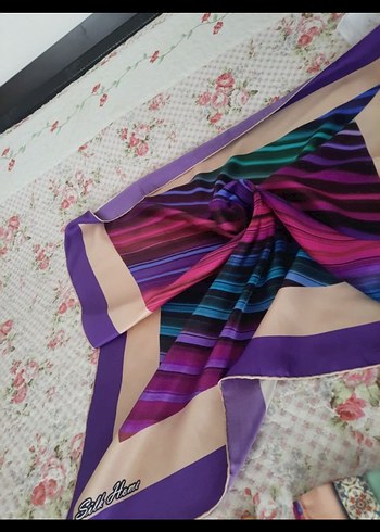 Çok Renkli silk home ipek eşarp - Görsel 2