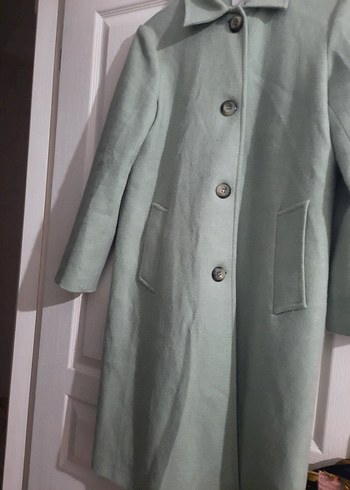 Düğmeli Açık Yeşil Kadın Kaban - Görsel 2