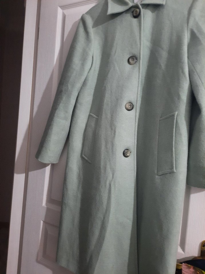 Düğmeli Açık Yeşil Kadın Kaban - Görsel 2