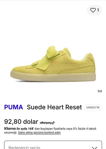 Puma Sari Suet Kadin Spor Ayakkabi