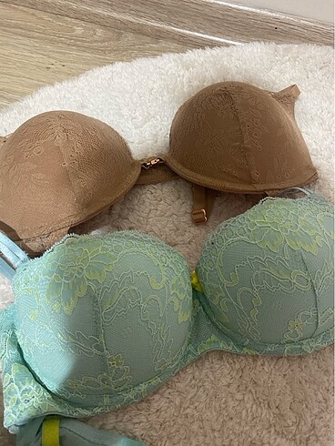 Penti Front Openning Lol Up Lace Dantel Bronz Sütyen ve Yeşil Da