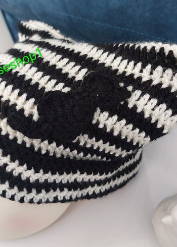 cat beanie crochet kedi kulaklı bere - Görsel 5