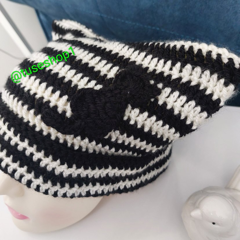 cat beanie crochet kedi kulaklı bere - Görsel 5