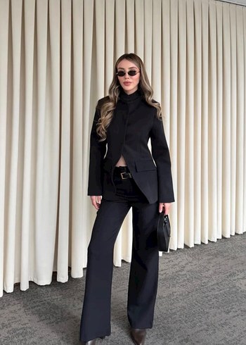 Zara Siyah Hakim Yaka Blazer Ceket Pantolon Takim