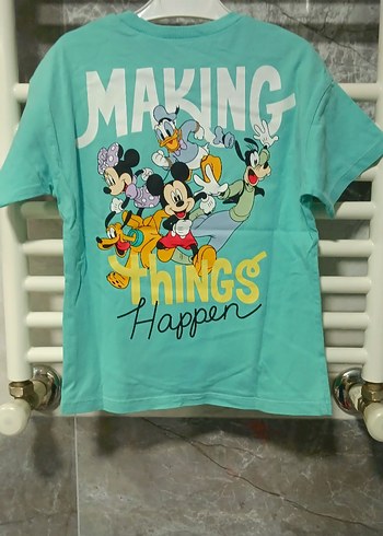 Turkuaz Mickey Mouse Baskılı Erkek Tişört - Görsel 2