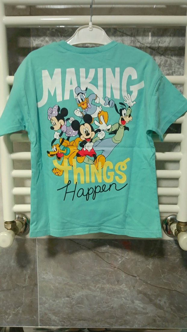Turkuaz Mickey Mouse Baskılı Erkek Tişört - Görsel 2