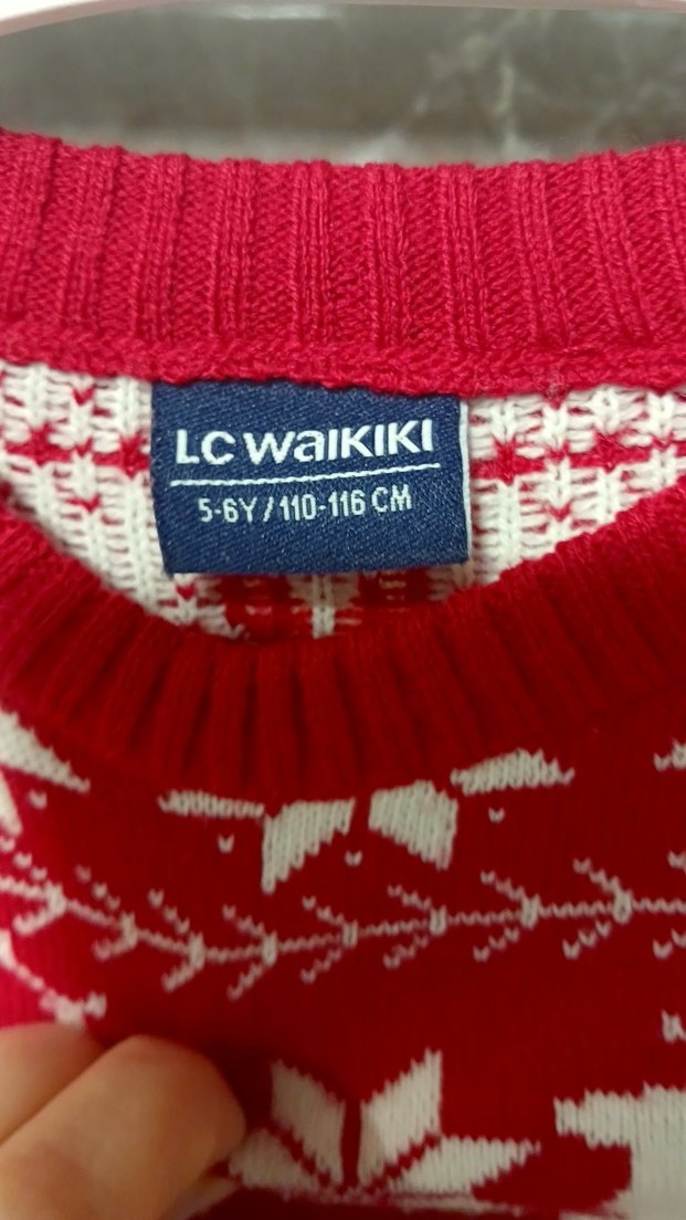 Lc waikiki Kırmızı Nakışlı Triko Kazak - Görsel 3