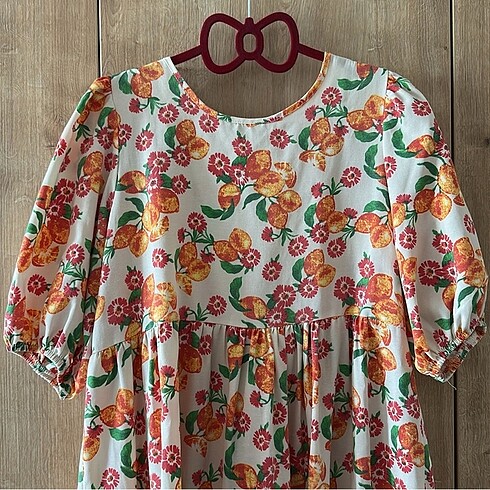 Zara Pera store limon desenli elbise