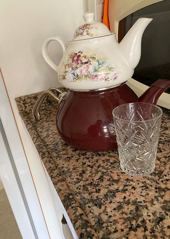 Emaye porselen çaydanlık vintage - Görsel 3