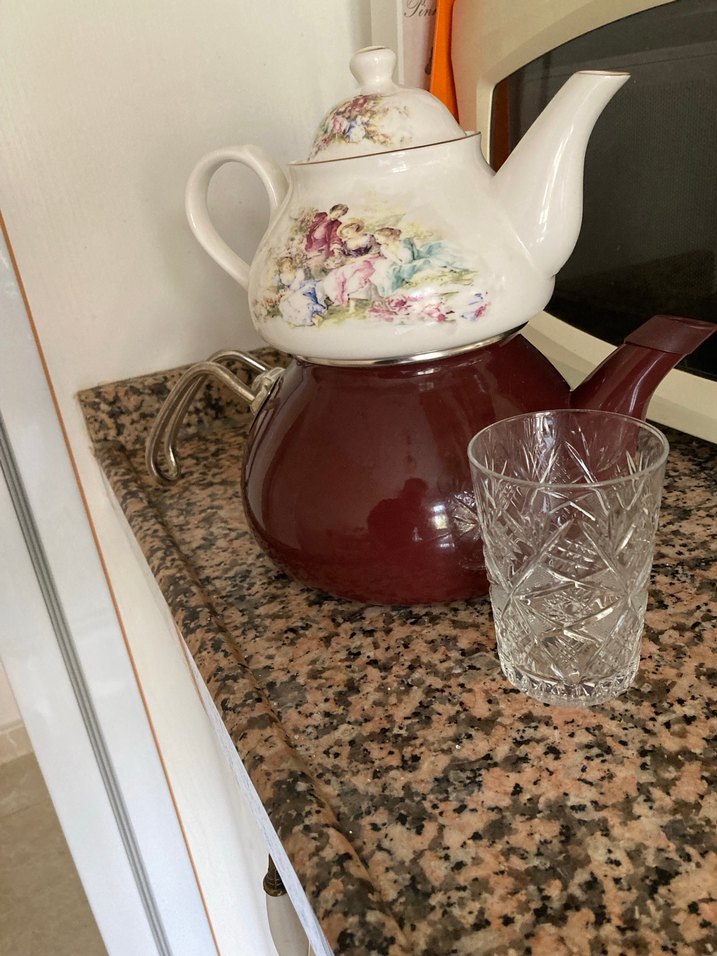 Emaye porselen çaydanlık vintage - Görsel 3