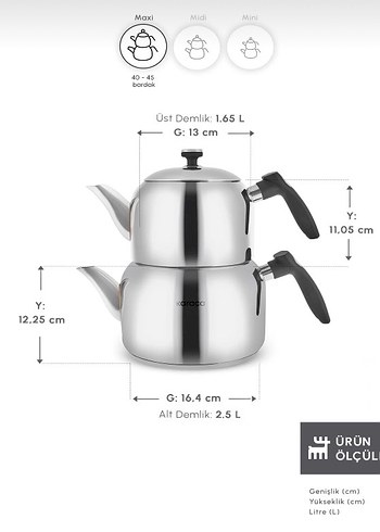 Karaca Çelik Çaydanlık büyük boy - Görsel 9