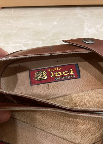 Kahverengi Deri Kadın Dolgu Topuk Ayakkabı - Görsel 4