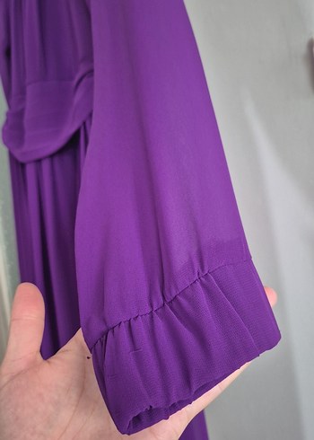 Mor Uzun Kollu Salaş Kadın Elbise - Görsel 4