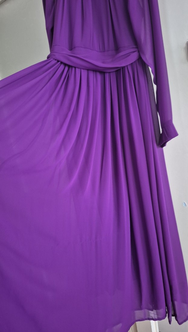 Mor Uzun Kollu Salaş Kadın Elbise - Görsel 3