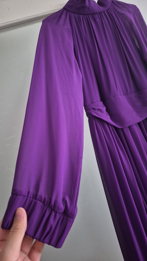 Mor Uzun Kollu Salaş Kadın Elbise - Görsel 2