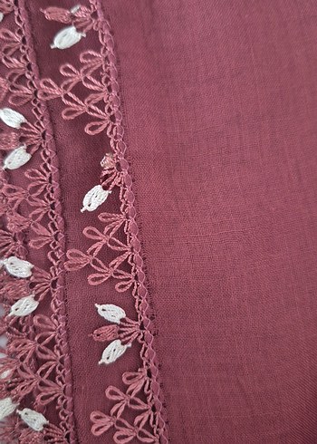 gül kurusu iğne oyası tülbent - Görsel 2