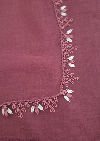 gül kurusu iğne oyası tülbent - Görsel 4